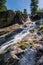 Mountain fast stream, landscape on a sunny day