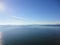 Mountain Filled horizon on the pacific ocean. Inside passage Alaska under a cloudy sky