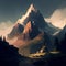 Mountain Foothills Landscape Roleplaying DND Concept Adventure Quest Sunset Sky Generative AI