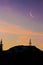 Mountain and Forest Silhouettes at Sunrise