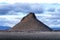 Mountain formation from extinct volcano in the lave desert of Odadahraun