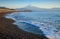 Mountain Fuji and beach at sunrise view from Suruga Bay, Shizuoka, Japan