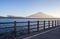 Mountain Fuji and beautiful evening sky at Yamanakako lake