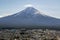 Mountain Fuji and the houses at mountainside