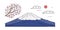 Mountain Fuji and sakura tree - isolated landmark Japan drawing