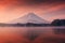 Mountain Fuji and Shoji lake at dawn