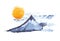 Mountain Fuji and sun, japanese art, vector