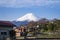 Mountain Fuji View from local village Japan spring season