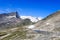 Mountain glacier panorama view with lake, summit Grossvenediger and Kristallwand, Hohe Tauern Alps, Austria