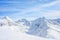 Mountain glacier panoramic snow top panoramic view with blue sky