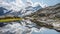 Mountain glacier reflection in Austrian Alps