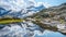 Mountain glacier reflection in Austrian Alps
