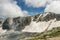 Mountain glacier on the way to peak of mount Oshten in the western Caucasus, in the Republic of Adygea, southwestern Russia