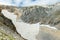 Mountain glacier on the way to peak of mount Oshten in the western Caucasus, in the Republic of Adygea, southwestern Russia