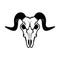 Mountain goat skull with black horns vector