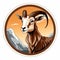 Mountain Goat Vector Icon Illustration With Fisheye Lens Style