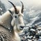 Mountain Goat Wintertime Wilderness Wildlife Snowy Rocky Mountains Canada AI Generated