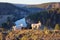 Mountain goats on a rock on a autumn day.