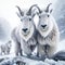 Mountain Goats Wintertime Wilderness Wildlife Snowy Rocky Mountains Canada AI Generated