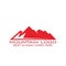 Mountain graphic logo vector with red color.