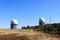 Mountain Großer Arber panorama with radar domes (radome) in Bavarian Forest, Germany