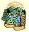 Mountain hiker adventure vector illustration