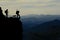 Mountain hikers silhouette