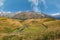 Mountain hiking landscape in Mestia, Svaneti region in Georgia.