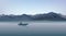 Mountain and hills landscape. Rural skyline. Lake Lagoon resort view background