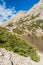 Mountain hut Refugio Frey and Laguna Toncek lake