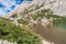 Mountain hut Refugio Frey and Laguna Toncek lake