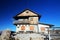 The mountain hut, Rifugio Nuvolau, the oldest refuge in the Dolomites in an autumn sunny day.