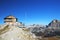 The mountain hut Rifugio Nuvolau, the oldest refuge in the Dolomites in an autumn sunny day.