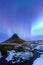 Mountain Kirkjufell and Aurora in Iceland