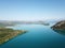 Mountain Lake. Aerial dron view.