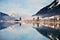 Mountain lake in Alps with scenic reflection