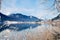 Mountain lake in Alps with scenic reflection