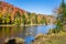 Mountain Lake and Blue Sky in Autumn