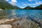 Mountain lake with clear water Austria, Tirol, Hintersteiner Lake, Wilder Kaiser Nature Reserve