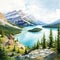 Mountain Lake: A Detailed Digital Painting Of A Canadian Landscape