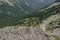 Mountain lake and forest view from peak