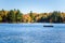Mountain Lake with Forested Shores in the Adirondacks and Blue Sky