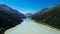 Mountain lake at Kaunertal Valley in Austria - aerial view