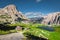 Mountain lake Laghi dei Piani in sunny day,Dolomites