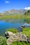 Mountain lake Lago di Loie in National park Gran Paradiso, Lillaz, Cogne, Aosta valley, Italy.