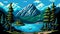 Mountain lake landscape Alps, AI generated pixel