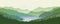 Mountain lake landscape. Silhouettes. Foggy horizon. Vector illustration. Long away.