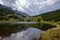 mountain lake in late summer in Slovakian Carpathian Tatra