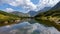 mountain lake in late summer in Slovakian Carpathian Tatra