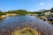 mountain lake in late summer in Slovakian Carpathian Tatra